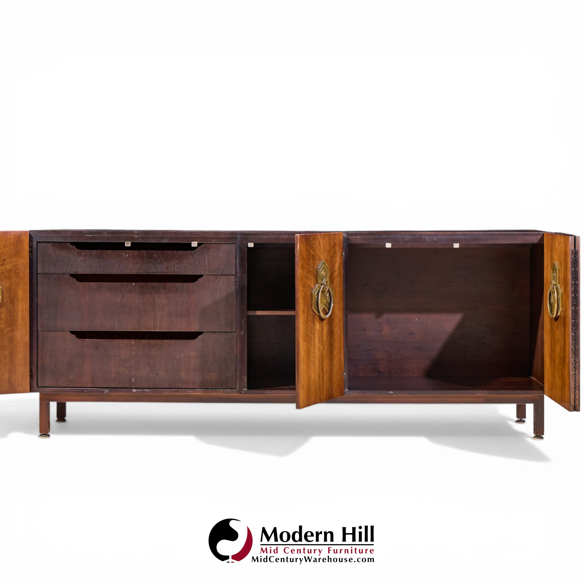 Bert England for the John Widdicomb Orientation Group Mid Century Walnut and Brass Credenza