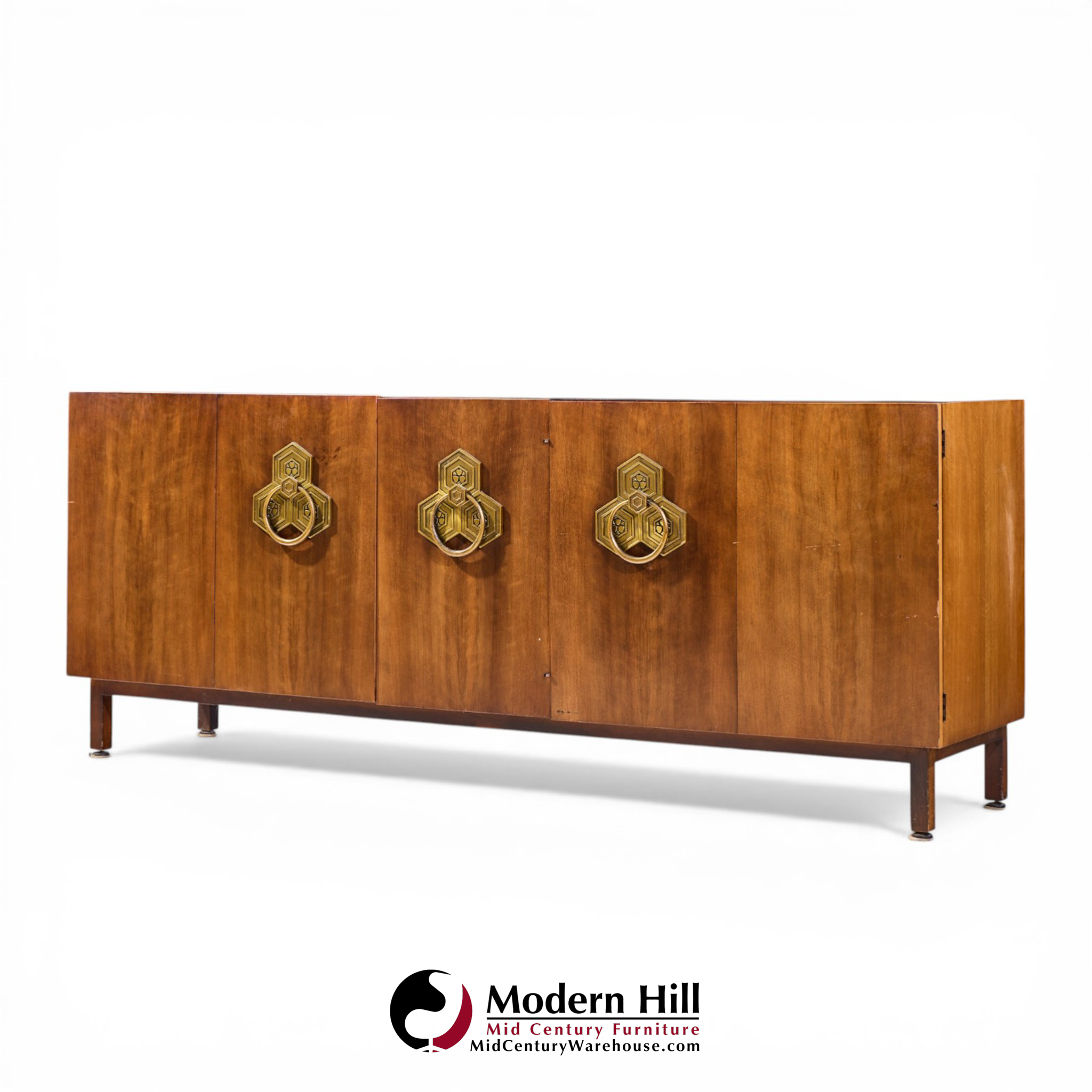 Bert England for the John Widdicomb Orientation Group Mid Century Walnut and Brass Credenza