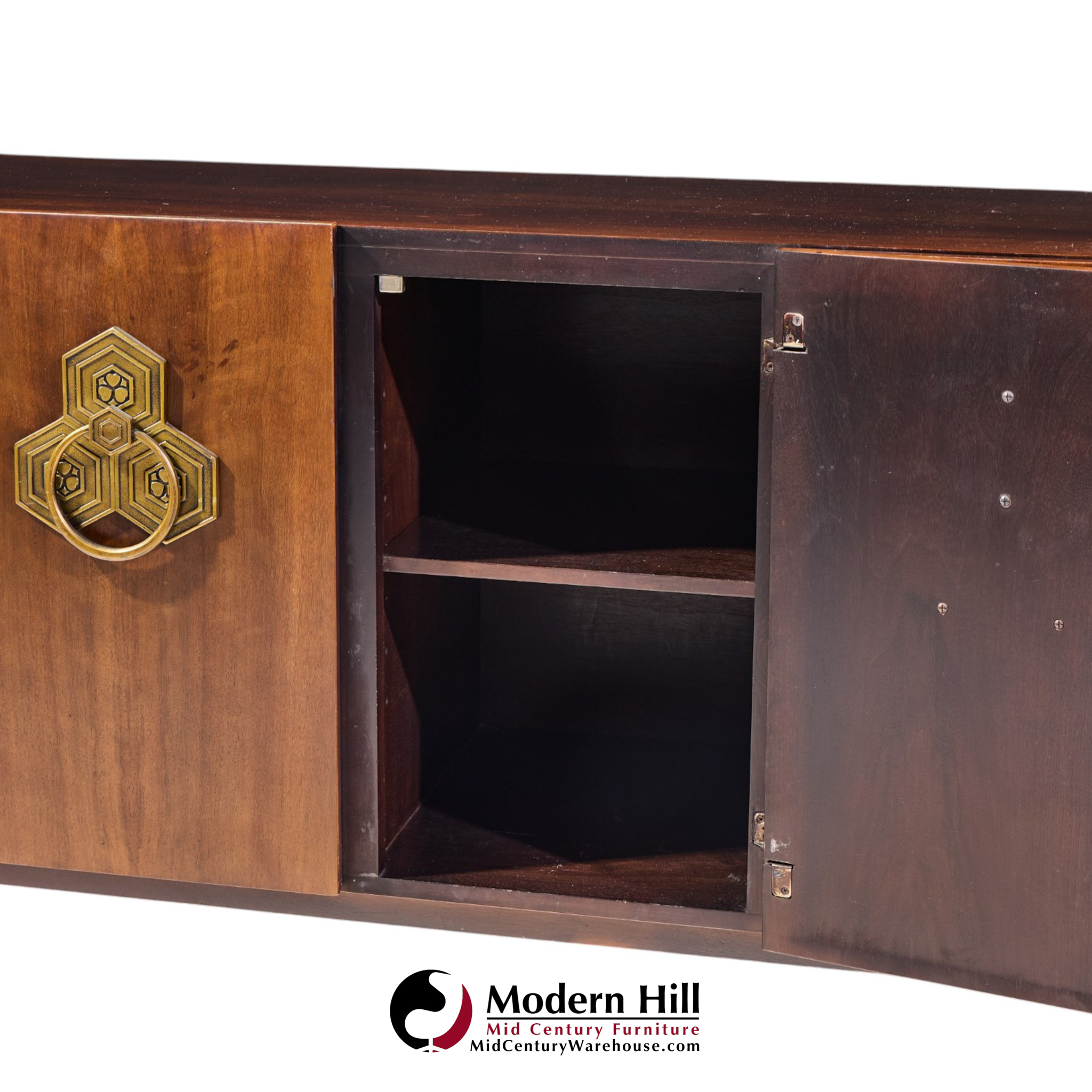 Bert England for the John Widdicomb Orientation Group Mid Century Walnut and Brass Credenza