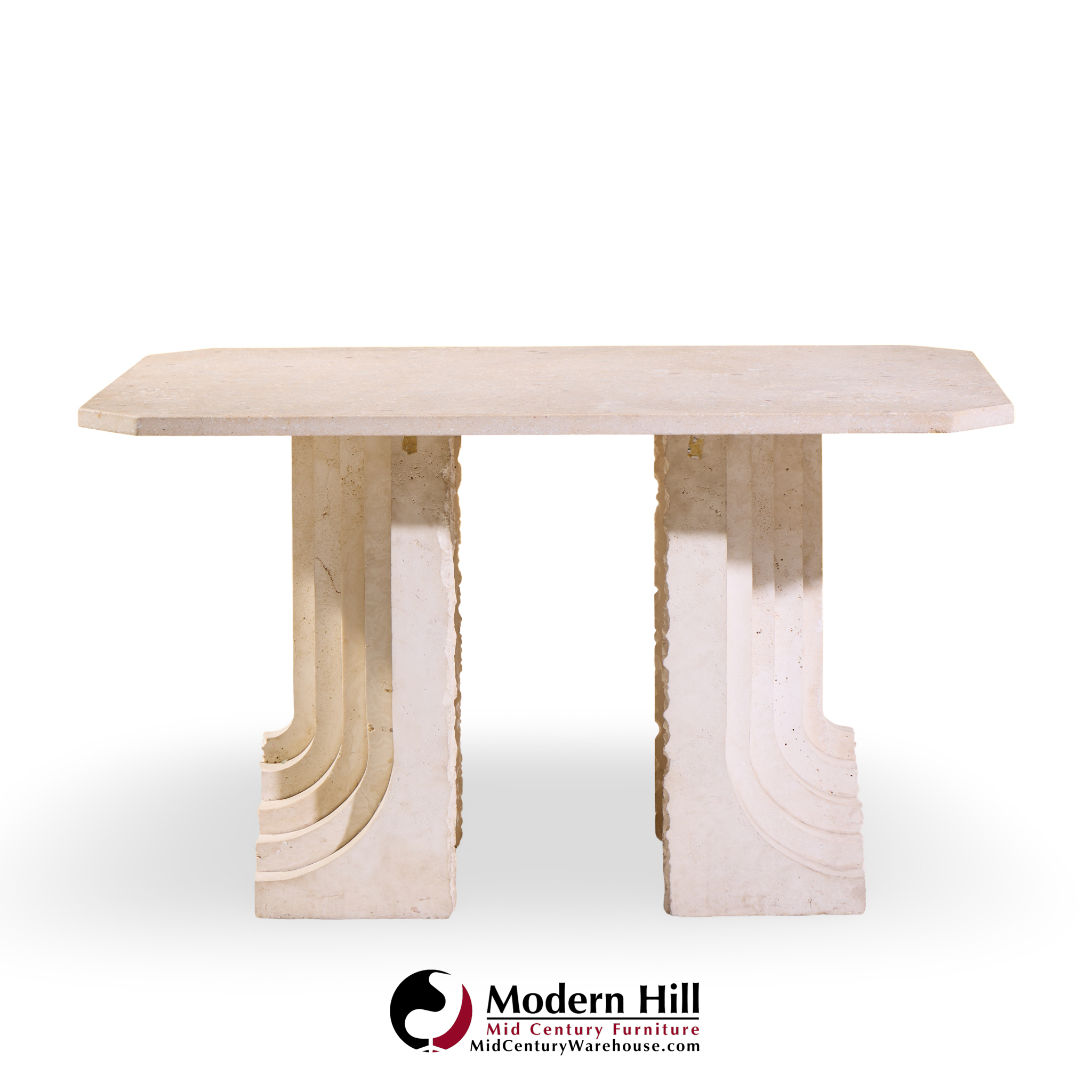 Carlo Scarpa Style Mid Century Italian Travertine Table