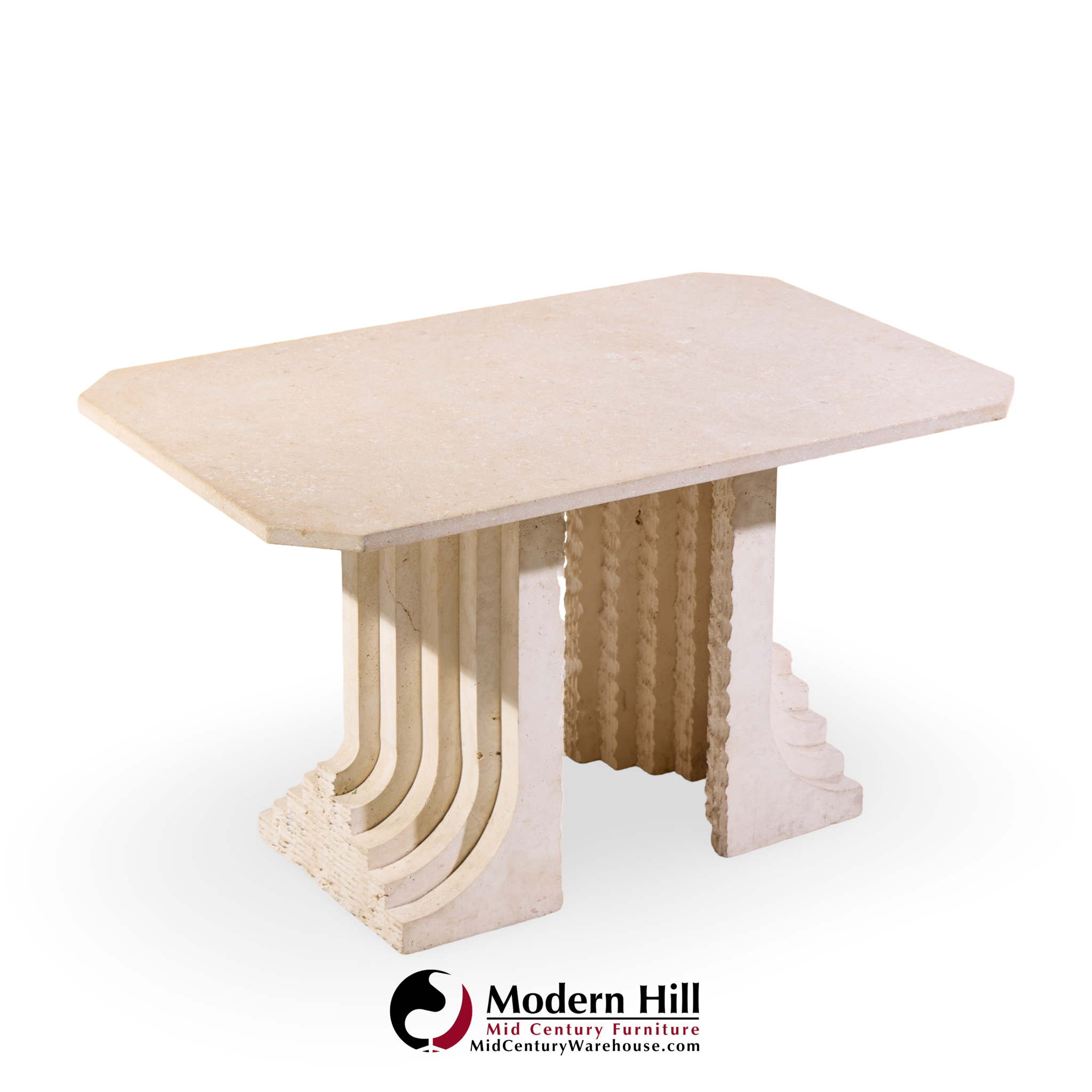 Carlo Scarpa Style Mid Century Italian Travertine Table