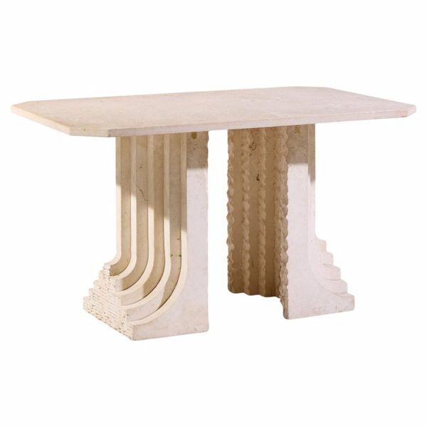 Carlo Scarpa Style Mid Century Italian Travertine Table