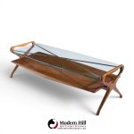 cesare lacca style mid century italian walnut and brass coffee table