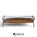 cesare lacca style mid century italian walnut and brass coffee table