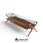 cesare lacca style mid century italian walnut and brass coffee table