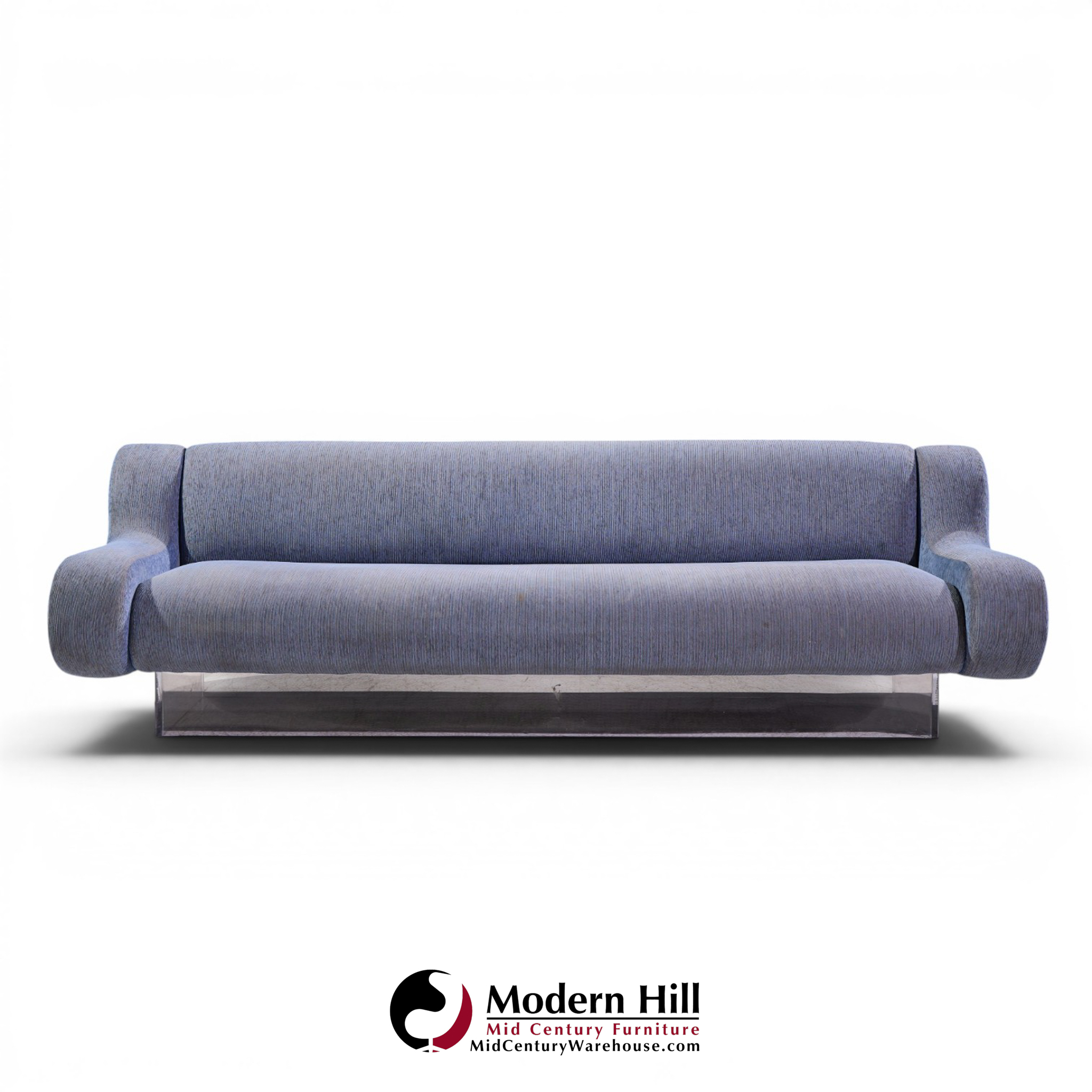 charles hollis jones mid century waterfall bear lucite base sofa