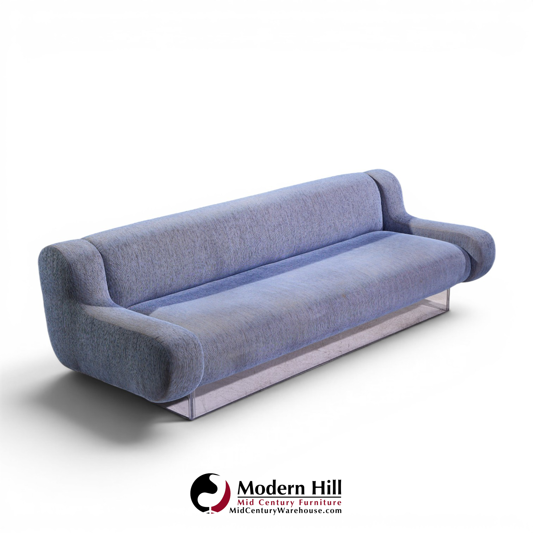 charles hollis jones mid century waterfall bear lucite base sofa