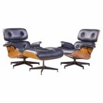 Charles and Ray Eames for Herman Miller Mid Century Eames Walnut Lounge Chairs - Pair with Ottoman