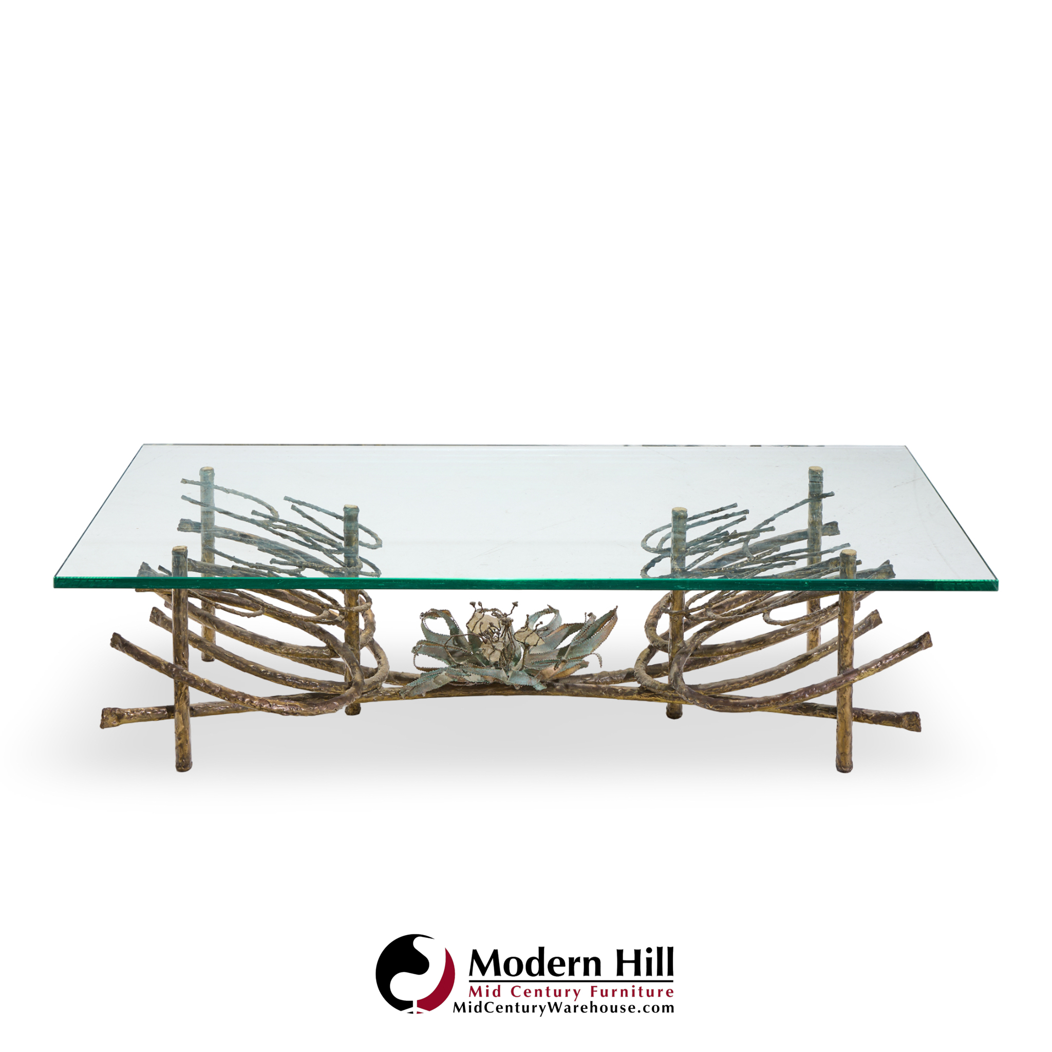 Daniel Gluck Mid Century Sculptural Bronze Coffee Table