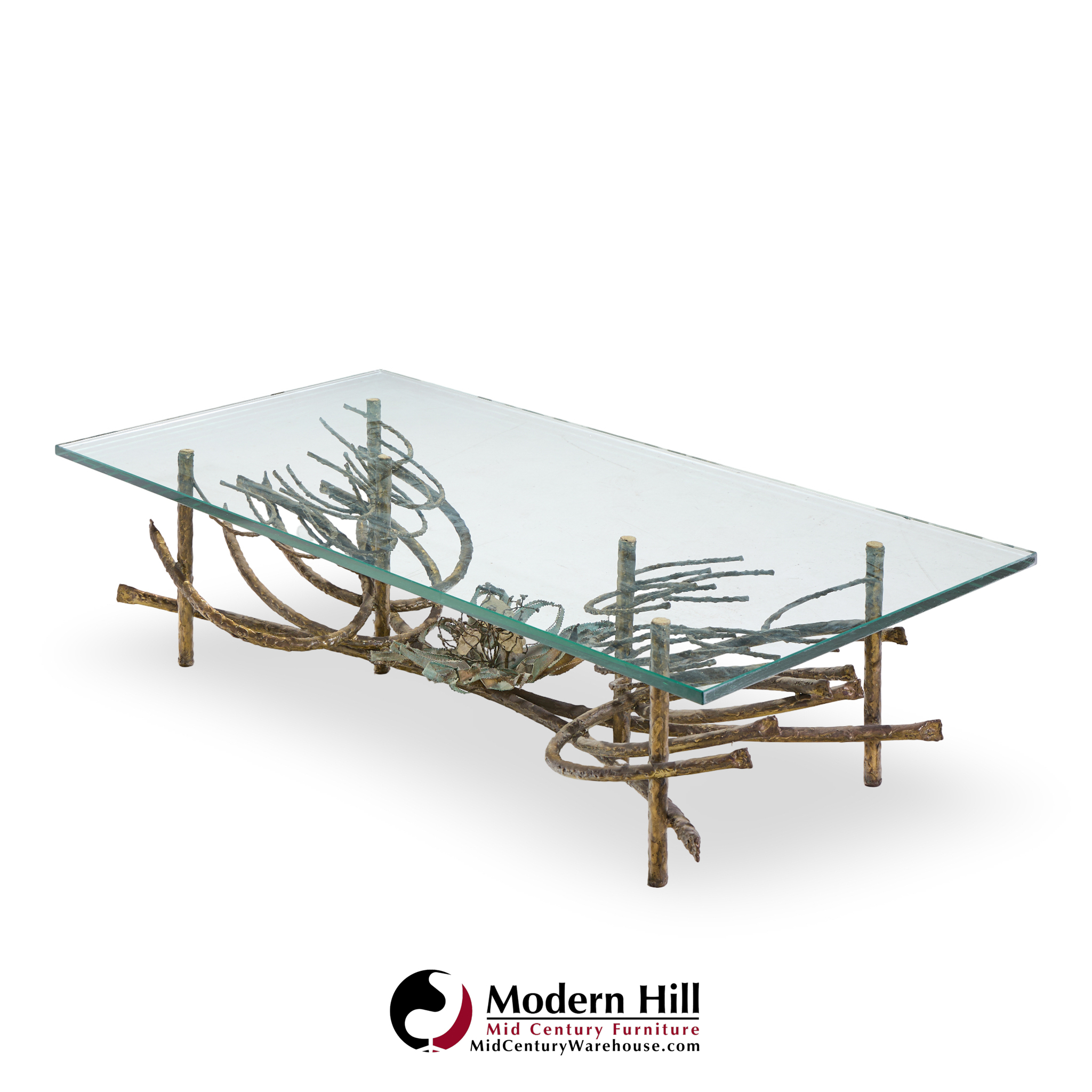 Daniel Gluck Mid Century Sculptural Bronze Coffee Table