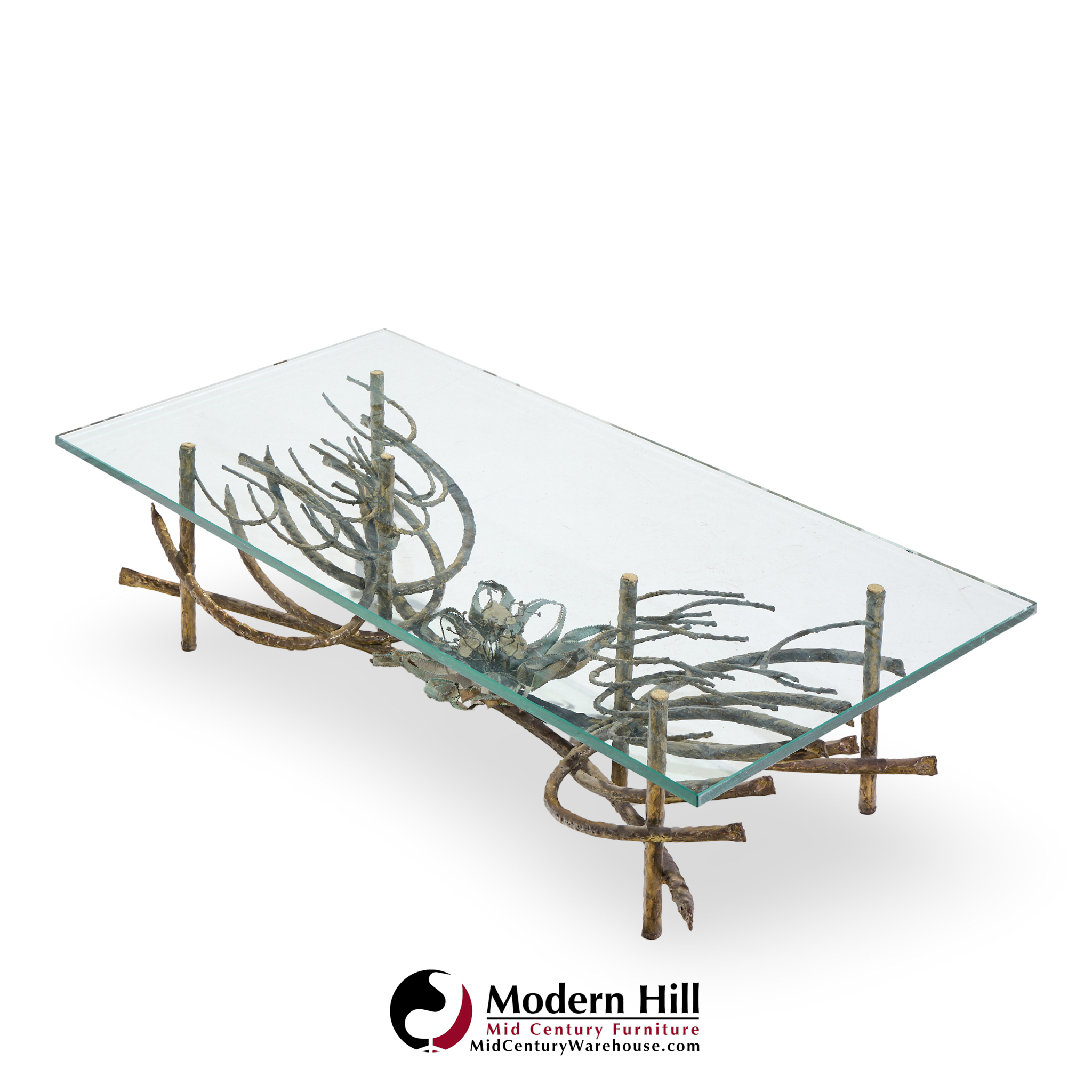 Daniel Gluck Mid Century Sculptural Bronze Coffee Table