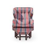 Edward Wormley for Dunbar Janus Mid Century Wingback Mahogany Lounge Chair and Ottoman