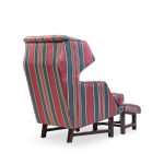 Edward Wormley for Dunbar Janus Mid Century Wingback Mahogany Lounge Chair and Ottoman