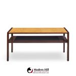 Edward Wormley for Dunbar Mid Century 2-tier Burlwood and Mahogany Coffee Table | Mid Century Modern Furniture - Mid Century Furniture Chicago Edward Wormley for Dunbar Mid Century 2-tier Burlwood and Mahogany Coffee Table