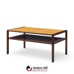 Edward Wormley for Dunbar Mid Century 2-tier Burlwood and Mahogany Coffee Table | Mid Century Modern Furniture - Mid Century Furniture Chicago Edward Wormley for Dunbar Mid Century 2-tier Burlwood and Mahogany Coffee Table