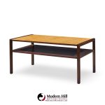 Edward Wormley for Dunbar Mid Century 2-tier Burlwood and Mahogany Coffee Table | Mid Century Modern Furniture - Mid Century Furniture Chicago Edward Wormley for Dunbar Mid Century 2-tier Burlwood and Mahogany Coffee Table