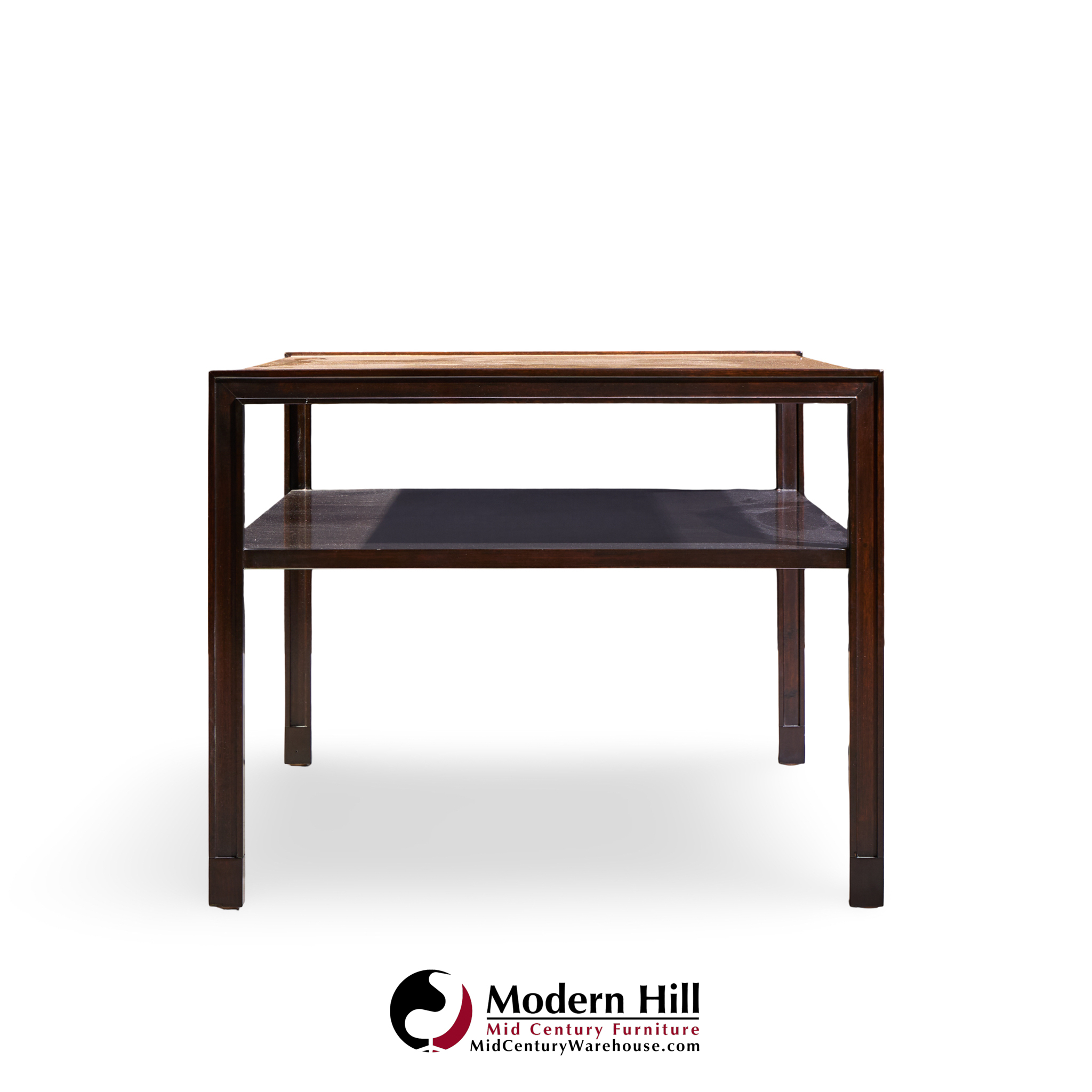 Edward Wormley for Dunbar Mid Century 2-tier Burlwood and Mahogany Coffee Table
