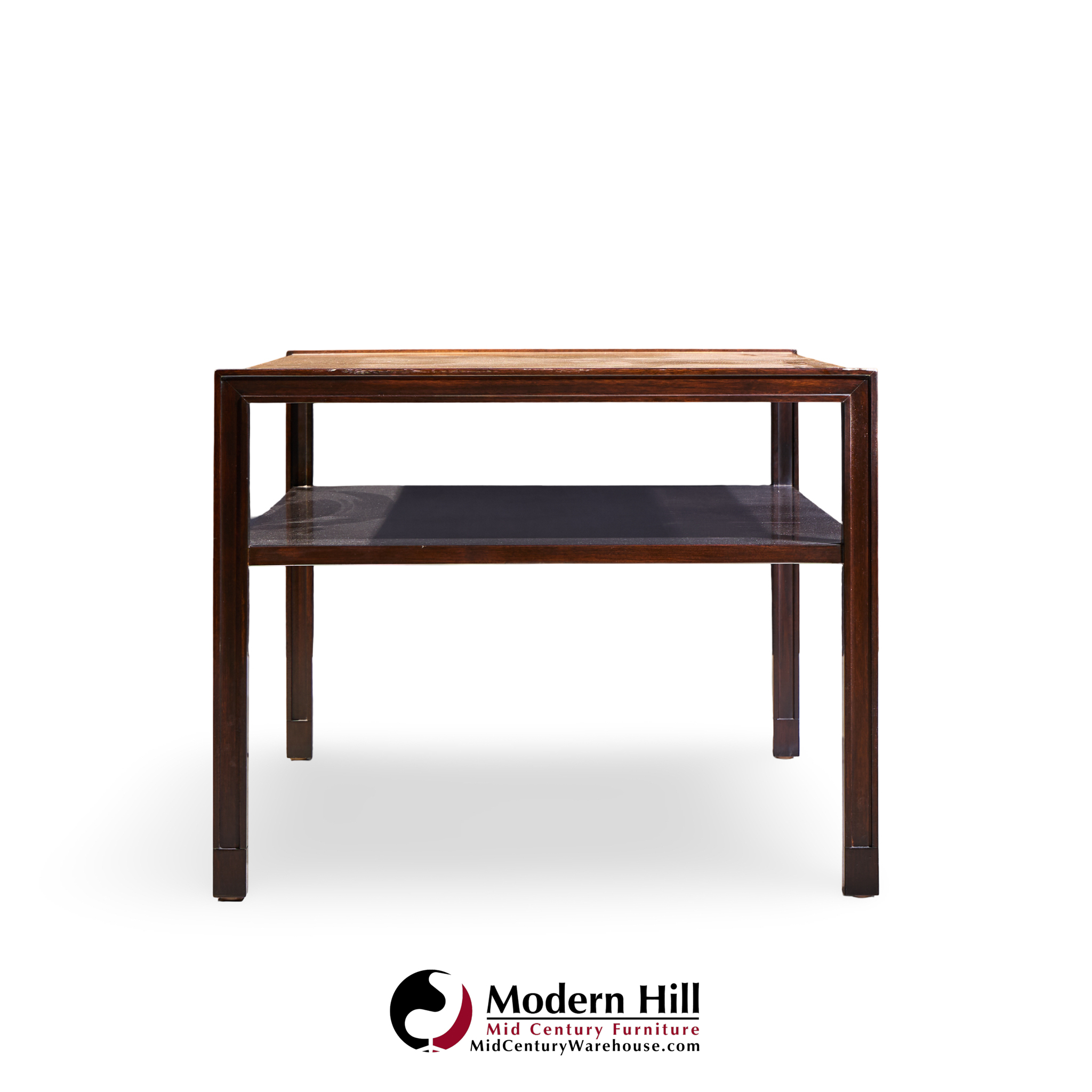 Edward Wormley for Dunbar Mid Century 2-tier Burlwood and Mahogany Coffee Table