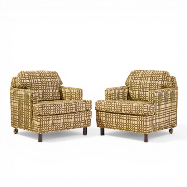 Edward Wormley for Dunbar Mid Century Mahogany Lounge Chairs - Pair