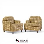 Edward Wormley for Dunbar Mid Century Mahogany Lounge Chairs - Pair