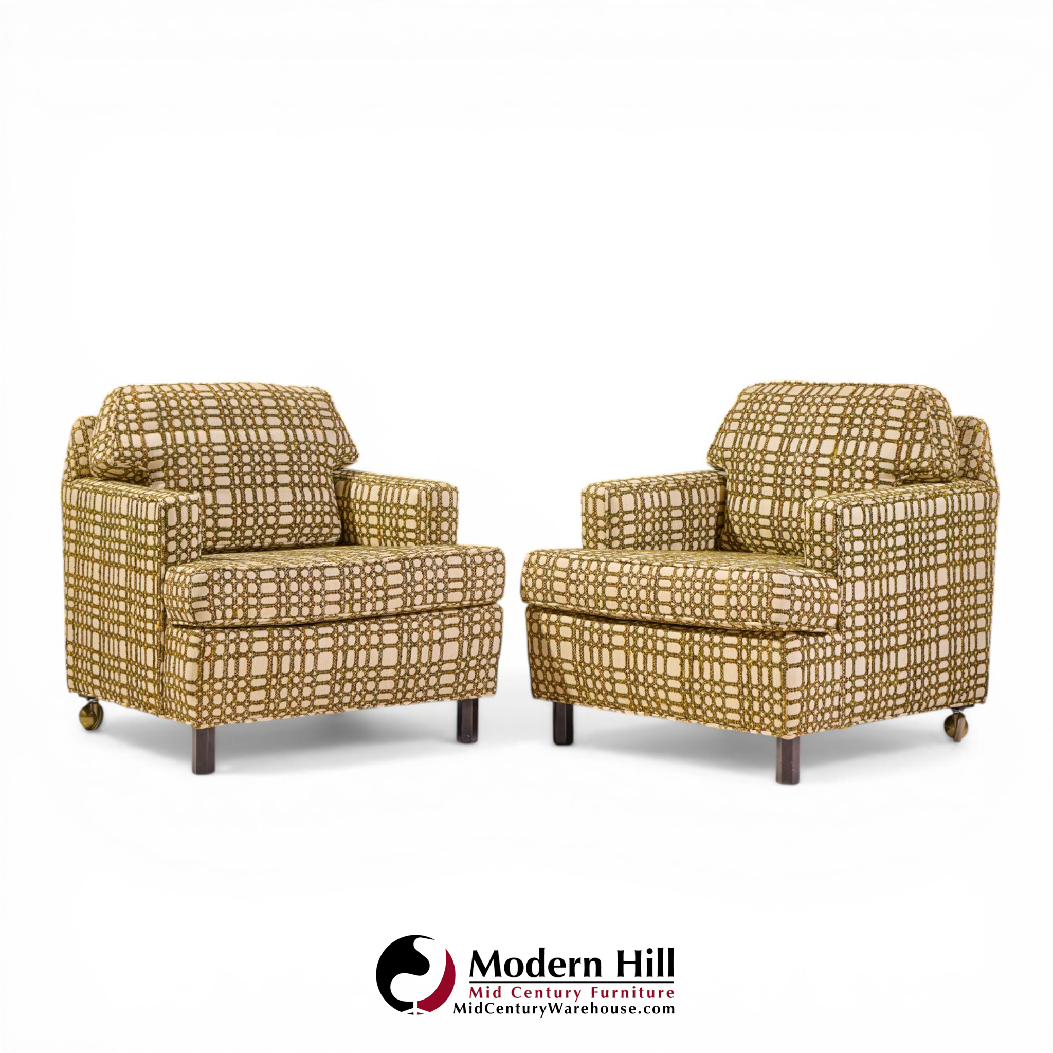 Edward Wormley for Dunbar Mid Century Mahogany Lounge Chairs - Pair