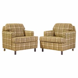 edward wormley for dunbar mid century mahogany lounge chairs - pair