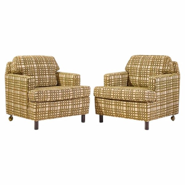 Edward Wormley for Dunbar Mid Century Mahogany Lounge Chairs - Pair