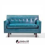 edward wormley for dunbar mid century mahogany loveseat settee sofa