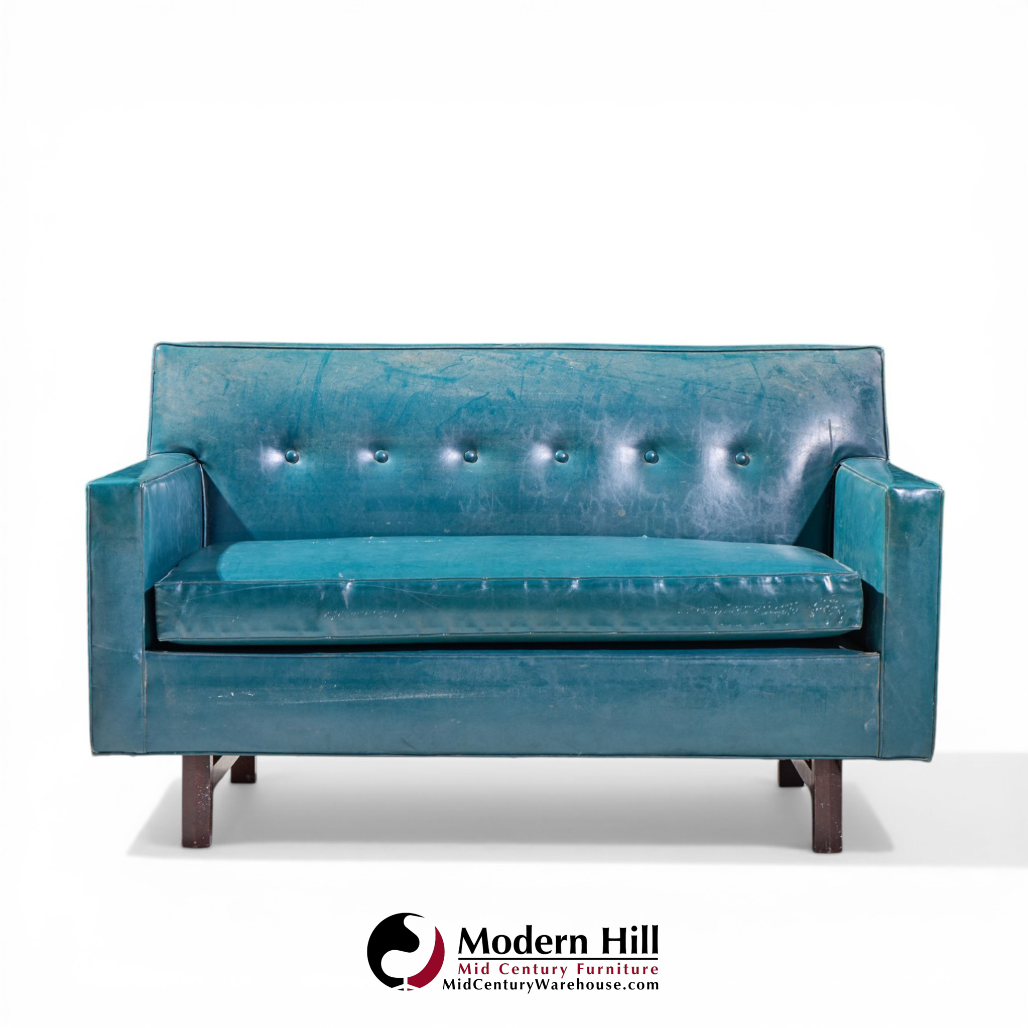 edward wormley for dunbar mid century mahogany loveseat settee sofa