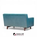 edward wormley for dunbar mid century mahogany loveseat settee sofa