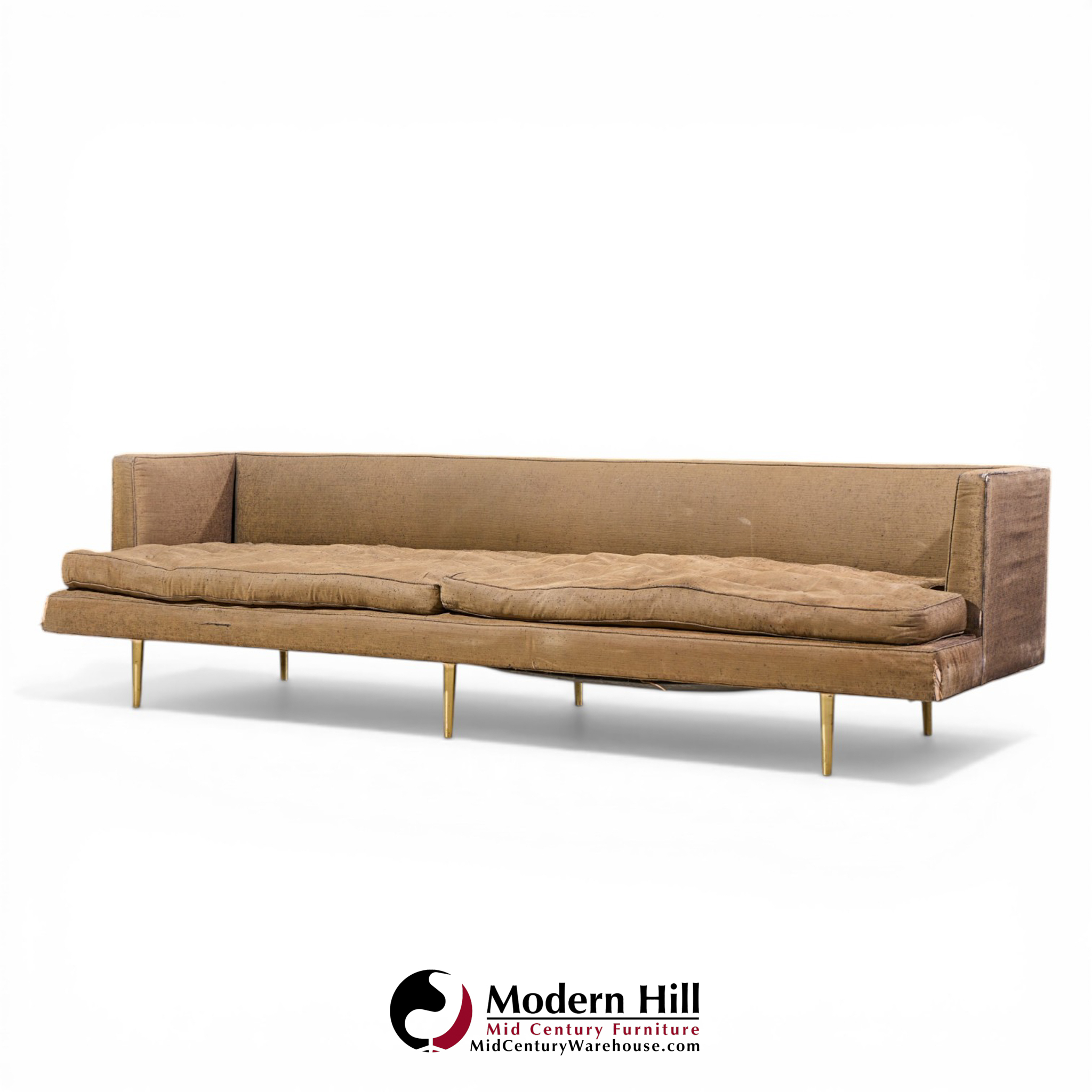 Edward Wormley for Dunbar Model 4907a Mid Century Brass Leg Sofa