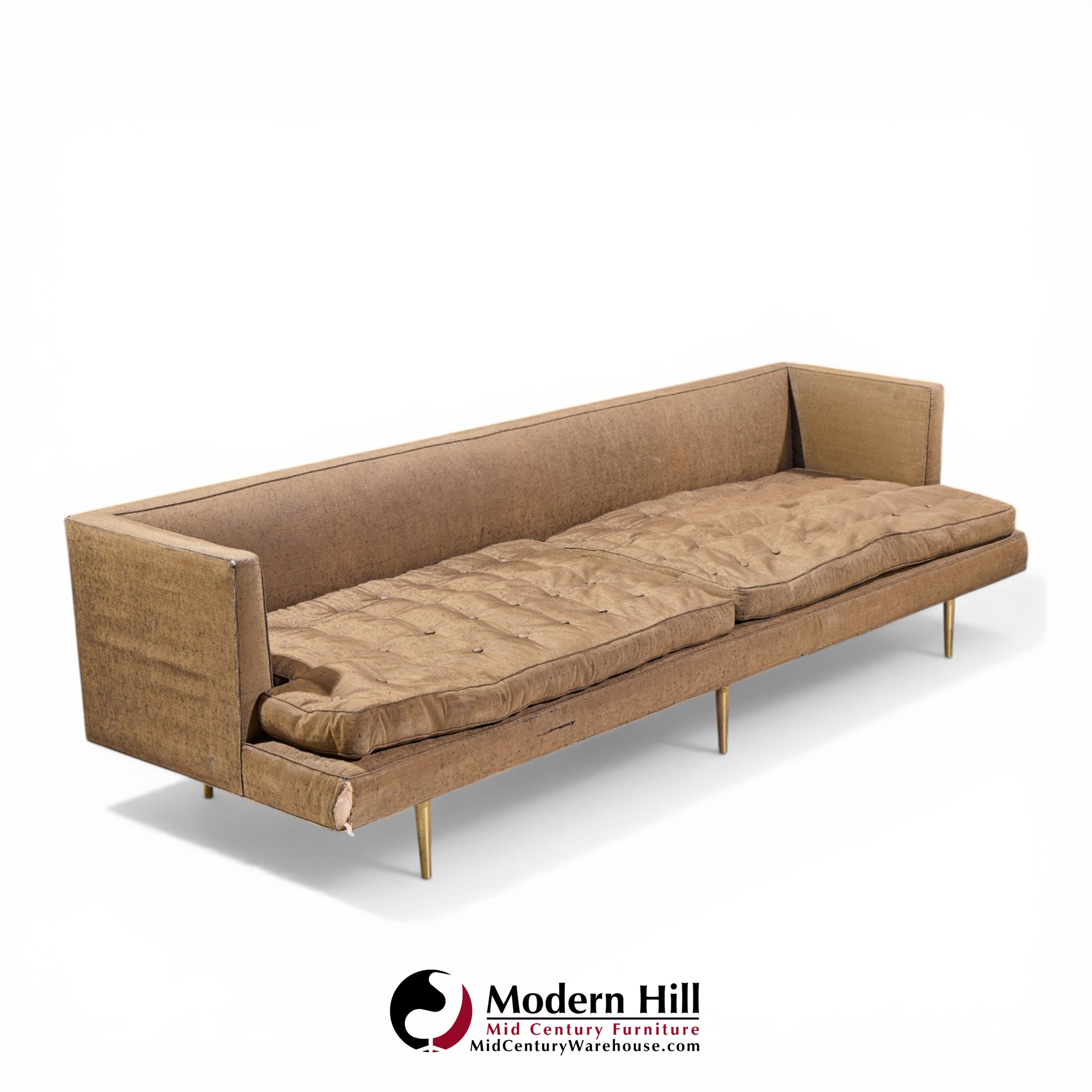 Edward Wormley for Dunbar Model 4907a Mid Century Brass Leg Sofa