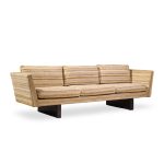 Edward Wormley for Dunbar Model 5485a Mid Century Mahogany Angle Arm Sofa