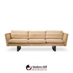 Edward Wormley for Dunbar Model 5485a Mid Century Mahogany Angle Arm Sofa