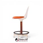 Eero Saarinen Style Burke Mid Century Walnut and Fiberglass Barstools - Set of 4