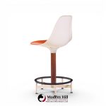 Eero Saarinen Style Burke Mid Century Walnut and Fiberglass Barstools - Set of 4