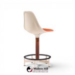 Eero Saarinen Style Burke Mid Century Walnut and Fiberglass Barstools - Set of 4