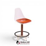 Eero Saarinen Style Burke Mid Century Walnut and Fiberglass Barstools - Set of 4