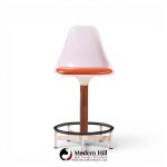 Eero Saarinen Style Burke Mid Century Walnut and Fiberglass Barstools - Set of 4