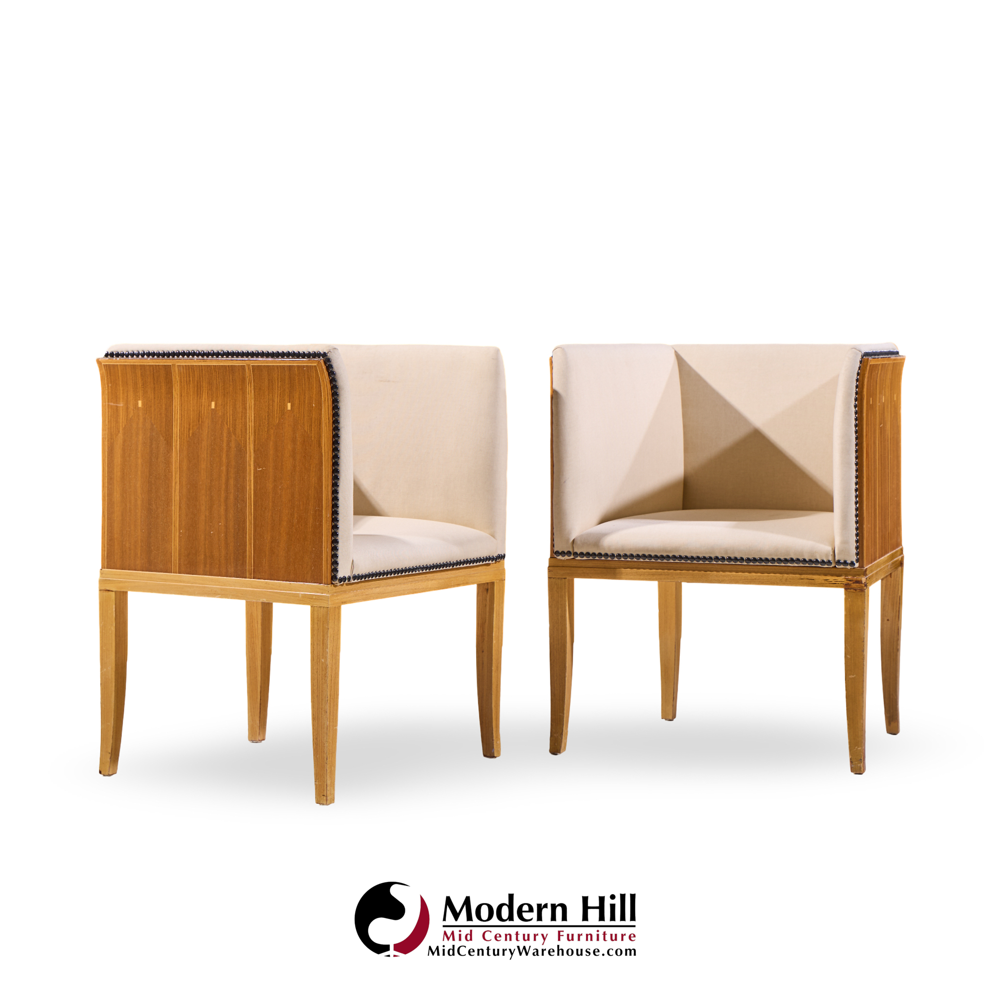 eliel saarinen for arkitektura saarinen house mid century maple arm lounge chairs - pair