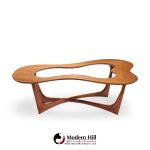 Enro Fabry Mid Century Walnut and Glass Biomorphic Coffee Table