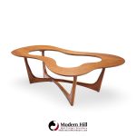 Enro Fabry Mid Century Walnut and Glass Biomorphic Coffee Table