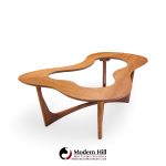 Enro Fabry Mid Century Walnut and Glass Biomorphic Coffee Table