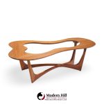 Enro Fabry Mid Century Walnut and Glass Biomorphic Coffee Table