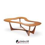 Enro Fabry Mid Century Walnut and Glass Biomorphic Coffee Table