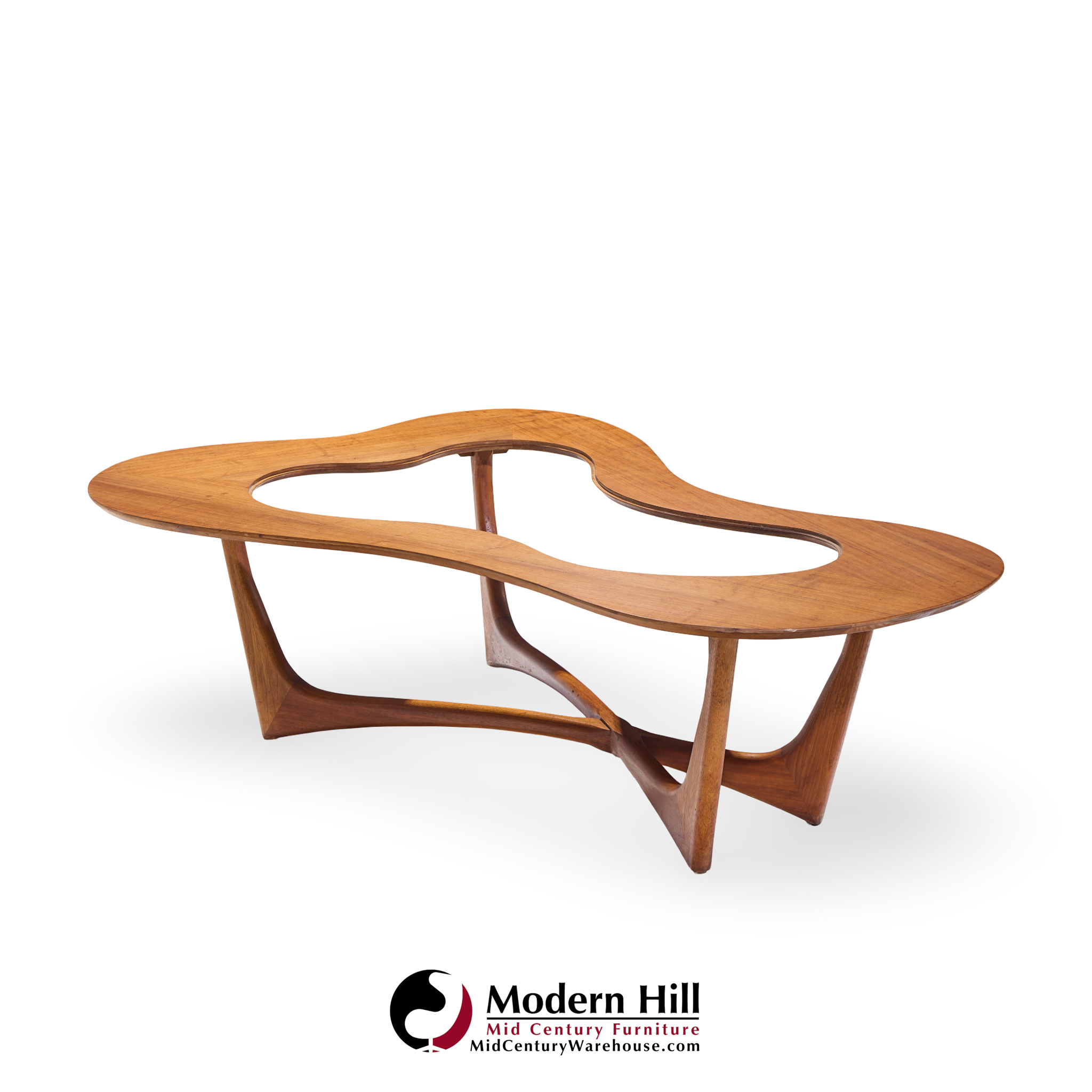 Enro Fabry Mid Century Walnut and Glass Biomorphic Coffee Table