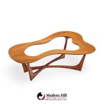 Enro Fabry Mid Century Walnut and Glass Biomorphic Coffee Table