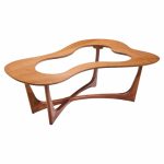 Erno Fabry Mid Century Walnut and Glass Biomorphic Coffee Table