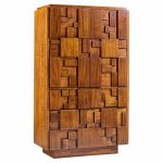 lane staccato brutalist mid century walnut armoire dresser