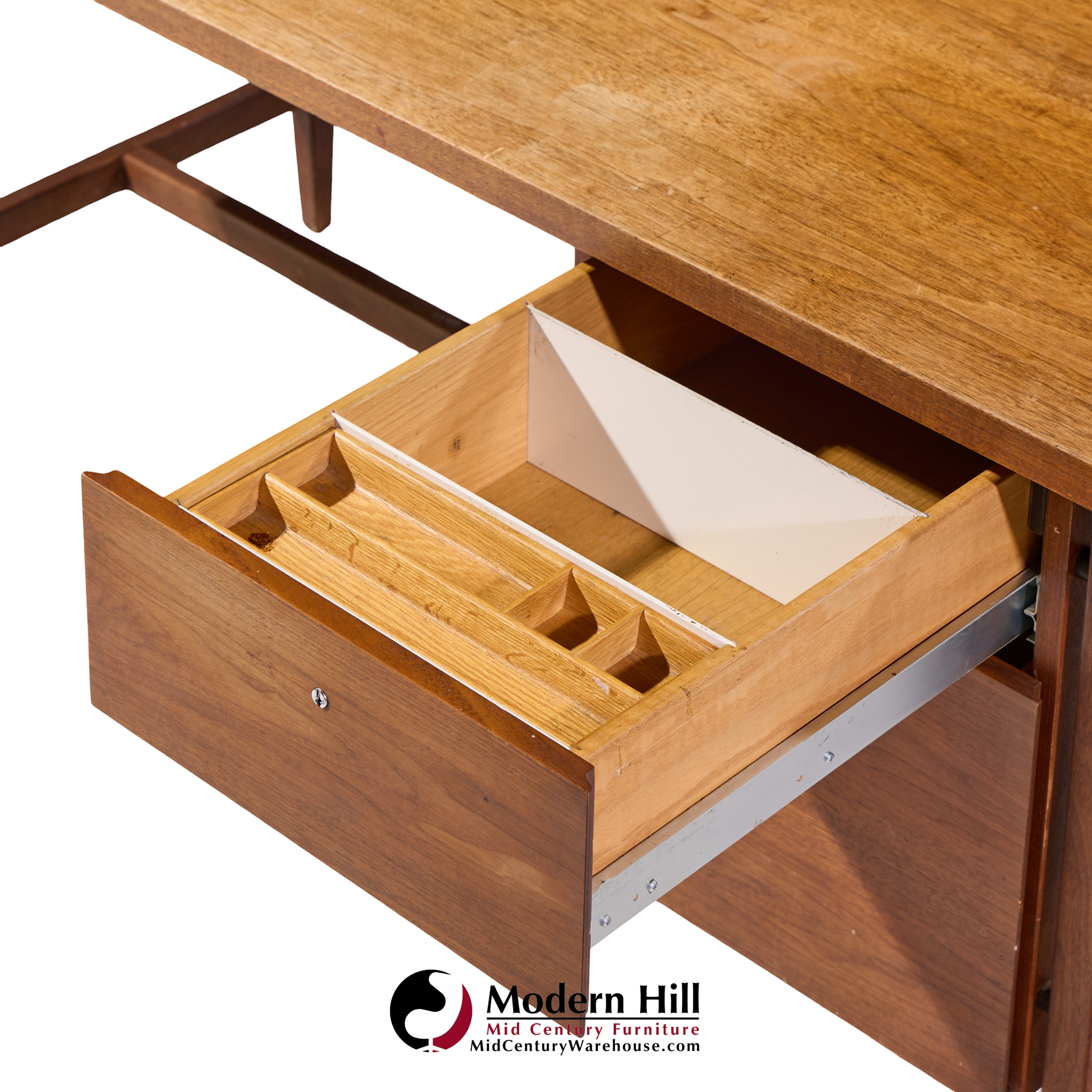 Florence Knoll Mid Century Walnut Executive Desk